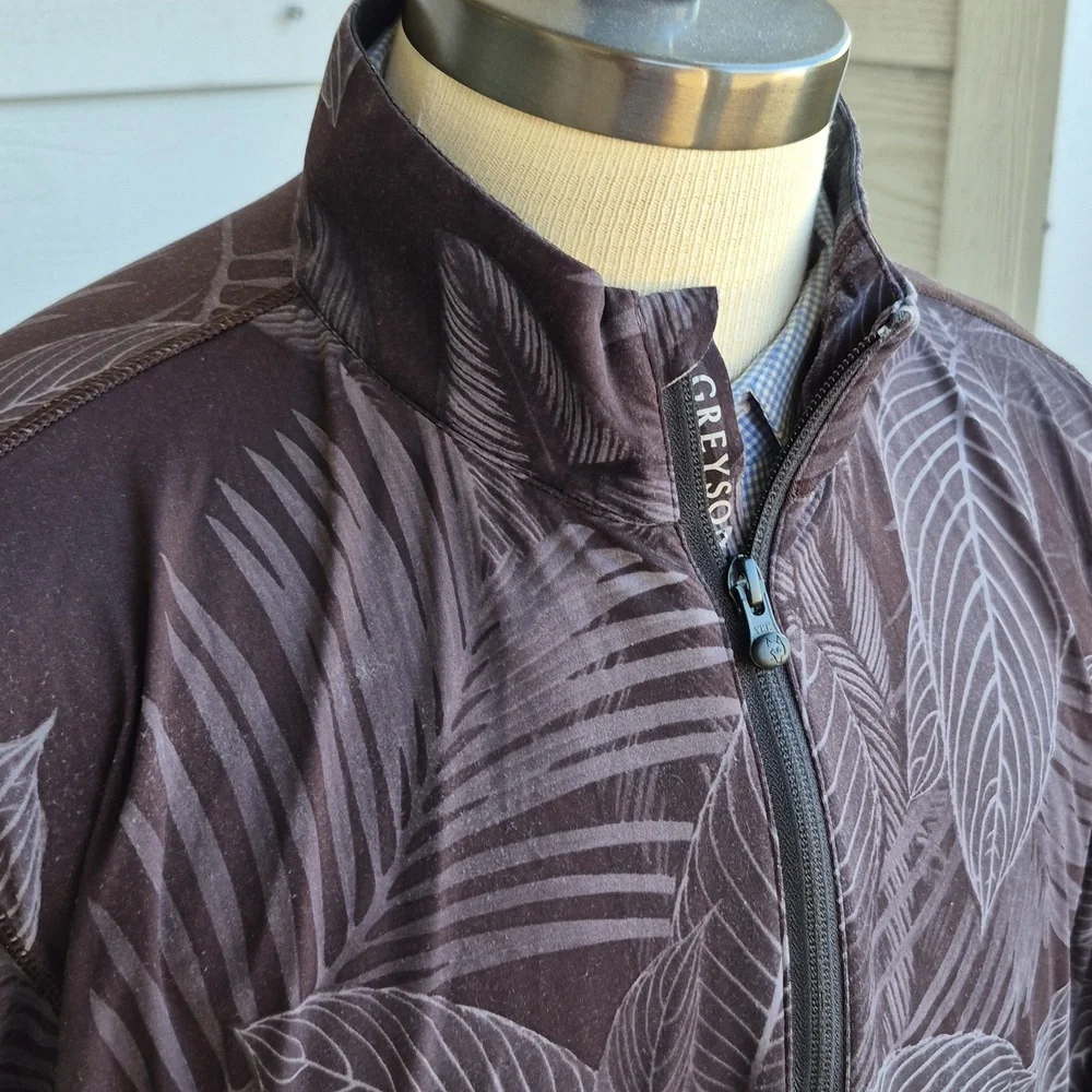GREYSON Golf Black Grey Floral Jungle Mens‎ L Pullover Quarter Zip Light Jacket